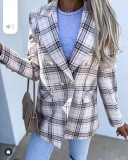 Women Autumn and Winter Long Sleeve Double-Breasted Printed Suit