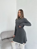 Women Casual long-sleeved knitting button sweater Skirt two-piece suit