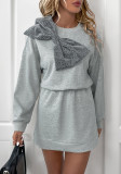 Autumn Casual Pullover Bow Party Hoodies dress