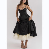 Women Sexy Suspender V-Neck Sleeveless Dress