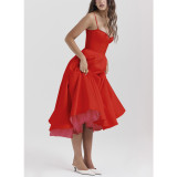 Women Sexy Suspender V-Neck Sleeveless Dress