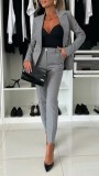 Women Casual Solid pocket Blazer and Pant two-piece set