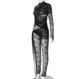 Fashionable women's autumn sexy mesh Jumpsuit