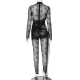 Fashionable women's autumn sexy mesh Jumpsuit