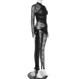 Fashionable women's autumn sexy mesh Jumpsuit