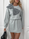 Autumn Casual Pullover Bow Party Hoodies dress
