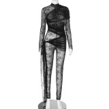 Fashionable women's autumn sexy mesh Jumpsuit