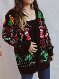 Autumn winter sweater single-breasted v-neck Christmas knitting cardigan