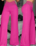 Women Hollow Belt Casual Wide Leg Pants