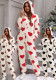 Christmas Women Fall and Winter Heart Print Printed Hooded Jumpsuit