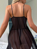 sexy lingerie see through strap black lacemesh nightdress