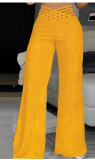 Women Summer Casual Pleated Hollow Wide Leg Pants