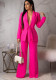 Women Lace-up Blazer and Pants Two-piece Set