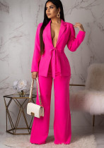Women Lace-up Blazer and Pants Two-piece Set Women Lace-up Blazer and Pants Two-piece Set