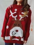 Women autumn and winter elk snowflake Round Neck Knitting sweater