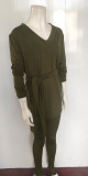 Women Fall and Winter Lace-up Top Long Pants Casual two-piece set