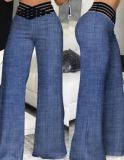 Women Hollow Belt Casual Wide Leg Pants