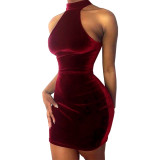 Women gold velvet sexy Bodycon Dress