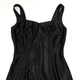 Women suspender flower mesh suspender Beaded Bodycon dress
