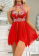 sexy lingerie sexy red halter embroidered see through mesh nightdress