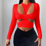 Women long-sleeved Tank Top T-shirt two-piece set