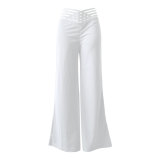 Women Hollow Belt Casual Wide Leg Pants