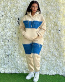 Women Irregular Color-contrast Patchwork Denim Hoodies