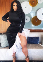 Women velvet sexy party irregular edge Maxi dress