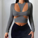 Women long-sleeved Tank Top T-shirt two-piece set