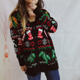 Autumn winter sweater single-breasted v-neck Christmas knitting cardigan