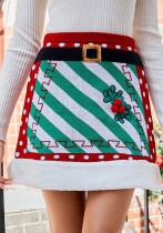 Women Christmas Patchwork Knittinga skirt Women Christmas Patchwork Knittinga skirt