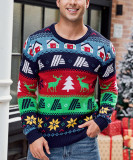 Christmas pullover sweater Autumn winter Round Neck jacquard couples contrast knitting sweater