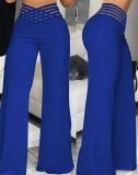 Women Hollow Belt Casual Wide Leg Pants