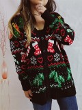 Autumn winter sweater single-breasted v-neck Christmas knitting cardigan
