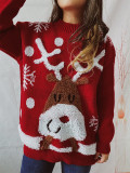 Women autumn and winter elk snowflake Round Neck Knitting sweater
