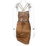 Women summer Career suspender Solid sleeveless sexy Dress
