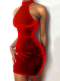 Women gold velvet sexy Bodycon Dress