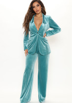 Women's Autumn winter Fashion Casual Solid color Velvet blazer pants two-piece suit Women's Autumn winter Fashion Casual Solid color Velvet blazer pants two-piece suit
