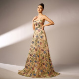 Women Sleeveless strap Formal Party Sequin Evening Dress