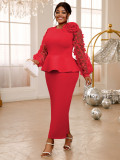 Women lantern sleeve ruffle party formal party dresses