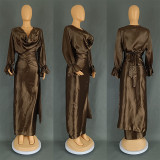 Women's clothing loose long Sleeve top long skirt two-piece set