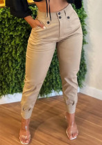 fashion high waist button pocket Casual Cargo pants for women fashion high waist button pocket Casual Cargo pants for women
