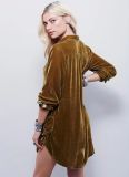 Autumn jacket women's V-neck loose long-sleeved velvet shirt dress