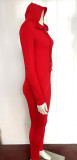 Women Casual Sports Running Fitness Zippered Hooded Top Long Pants Two-piece Set