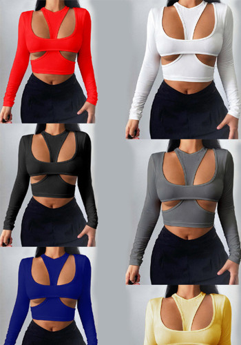 Women long-sleeved Tank Top T-shirt two-piece set