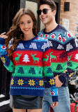 Christmas pullover sweater Autumn winter Round Neck jacquard couples contrast knitting sweater
