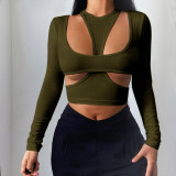 Women long-sleeved Tank Top T-shirt two-piece set