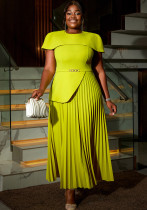 Plus size Women formal party pleated skirt