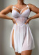 sexy lingerie white strap lace mesh slit nightdress
