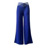 Women Hollow Belt Casual Wide Leg Pants